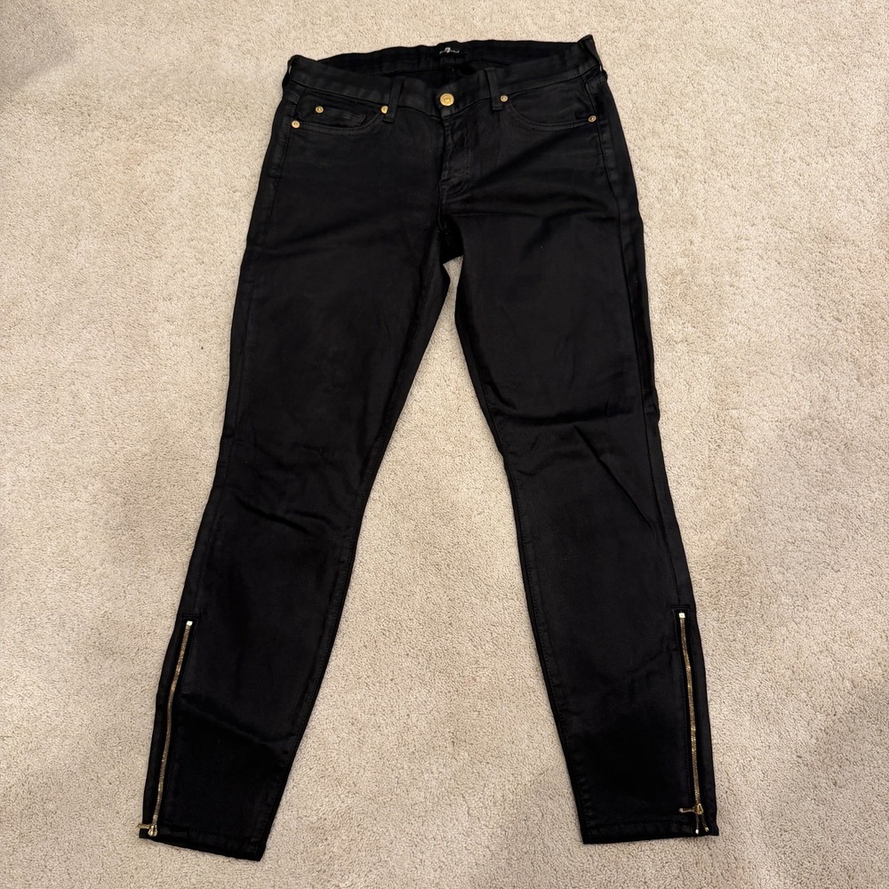 7 For All Mankind Jeans Women 29 Stretch Skinny Jeans Ankle Zip